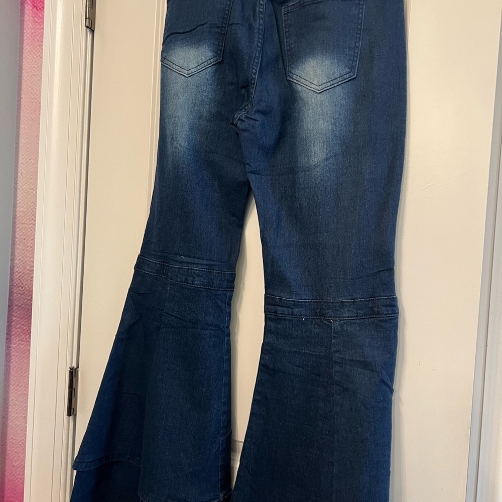 80s inspired, distressed, bell bottom jeans - Picture 2 of 4